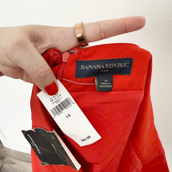 [Banana Republic] Red White Racing Stripe Pencil Skirt Work Career NWT Size 14 - Picture 9 of 10